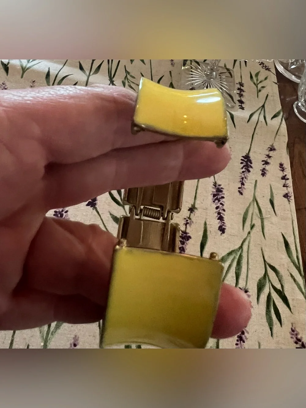 Yellow Curved metal hinged bracelet